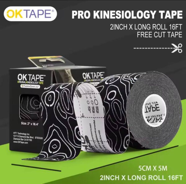 Кинезиологический тейп OK Tape черного цвета