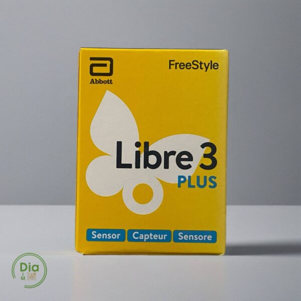 Сенсор безперервного моніторингу глюкози FreeStyle Libre 3 Plus на білому фоні, сучасний компактний дизайн, з вбудованим Bluetooth-модулем.