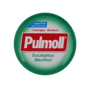 Баночка льодяників Pulmoll без цукру з евкаліптом і ментолом