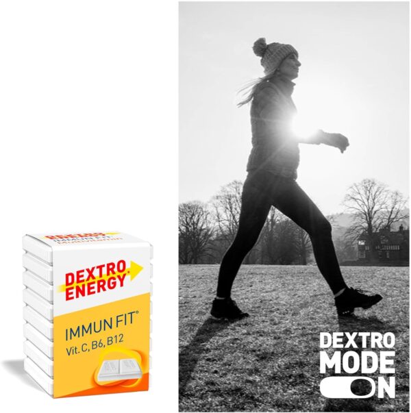 Таблетки декстрози Dextro Energy Immun Fit Multivitamin з мультивітамінним смаком і 10 вітамінами – упаковка 3×8 шт., 5 г вуглеводів у кожній таблетц