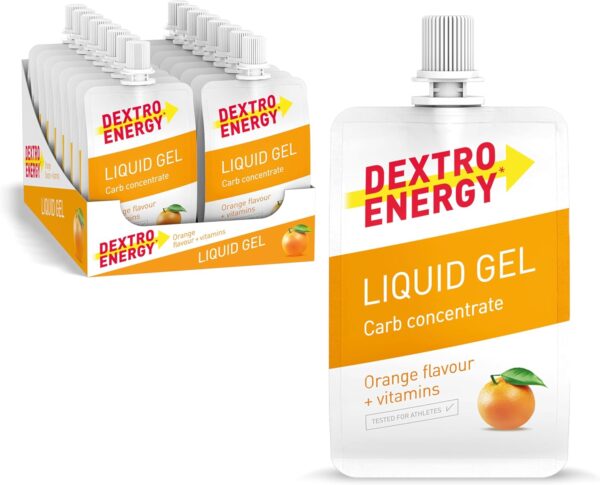 Dextro Energy Liquid Gel – апельсиновий енергетичний гель з декстрозою та вітамінами, 60 мл, 26 г вуглеводів у порції