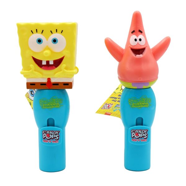 SpongeBob Sugar Free Candy Pop 8 g льодяник без цукру полуничний у корпусі персонажа