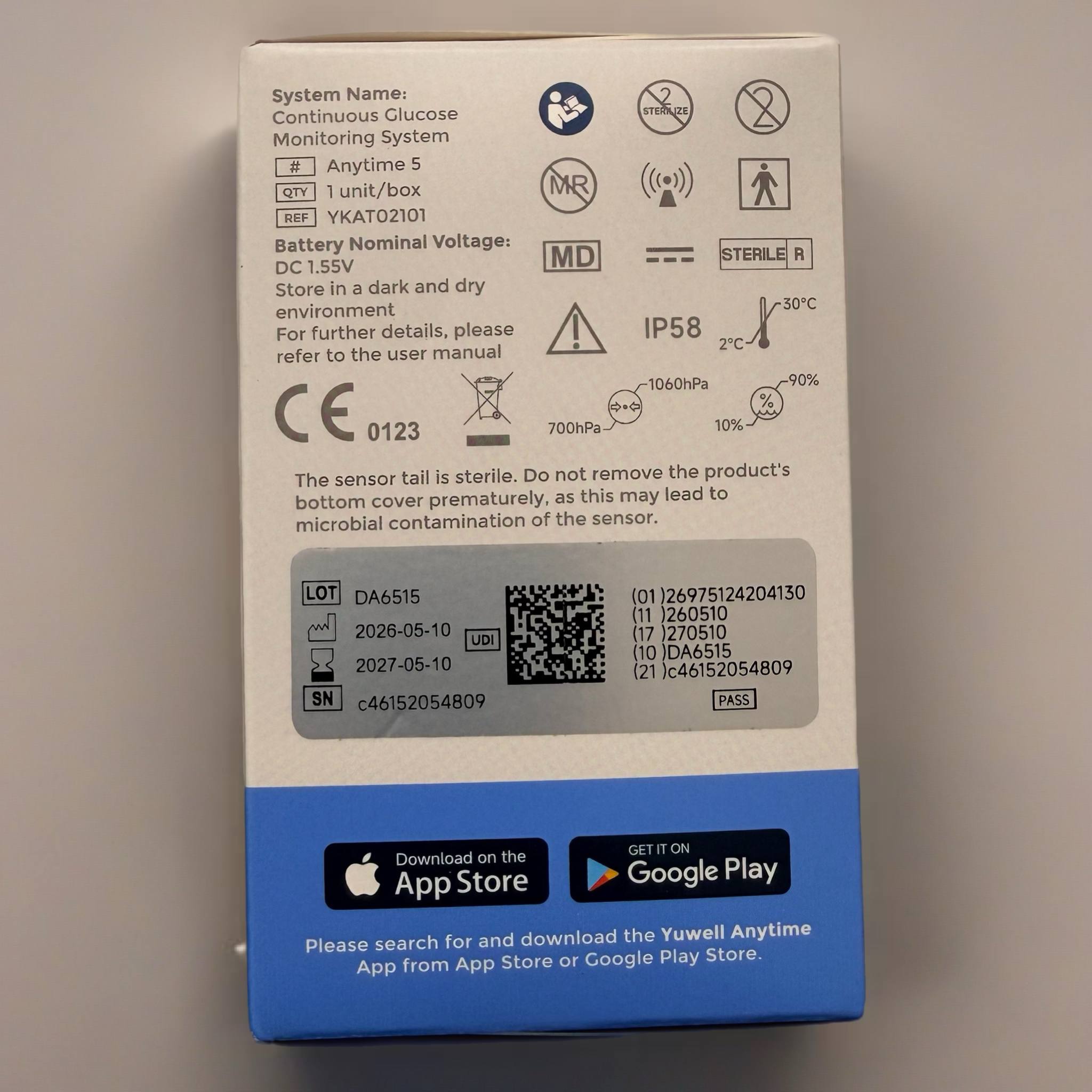Yuwell Anytime 5P - сенсор безперервного моніторингу глюкози (CGM) нового покоління - Зображення 2