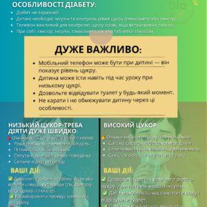 Наклейка «Учень з цукровим діабетом 1 типу» для щоденника або зошита, 19×13,3 см