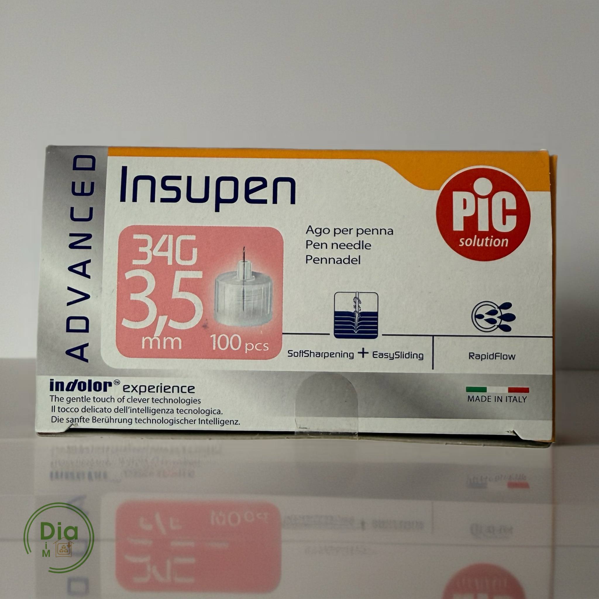 Insupen Advanced 34G 3,5 мм — ультратонкі інсулінові голки для шприц-ручок, 100 шт