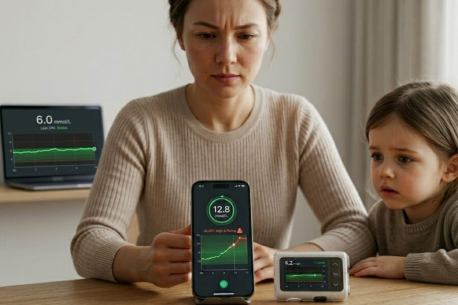 Жінка і дитина перевіряють графіки на екранах