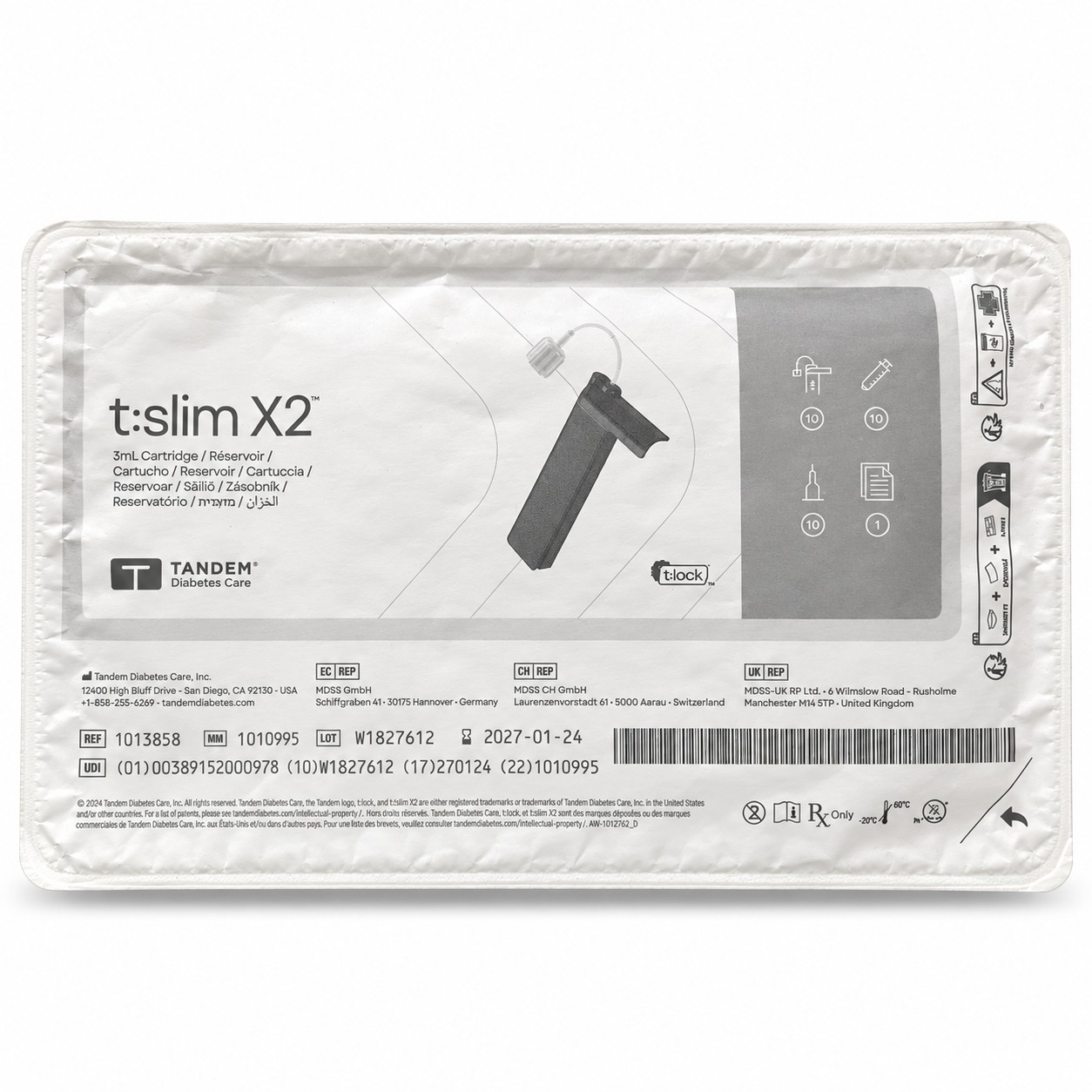 Стерильна упаковка картриджа t:slim X2 на 3 мл
